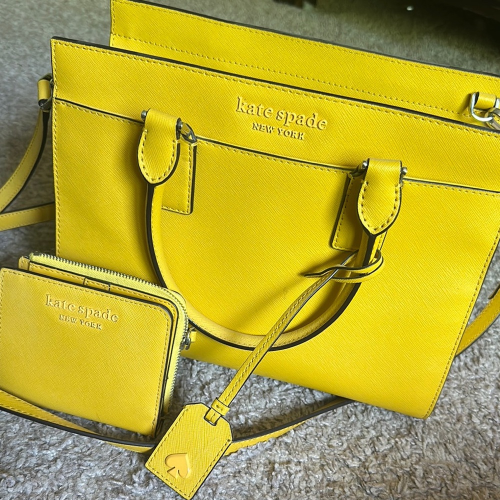Kate Spade Yellow satchel and wallet set